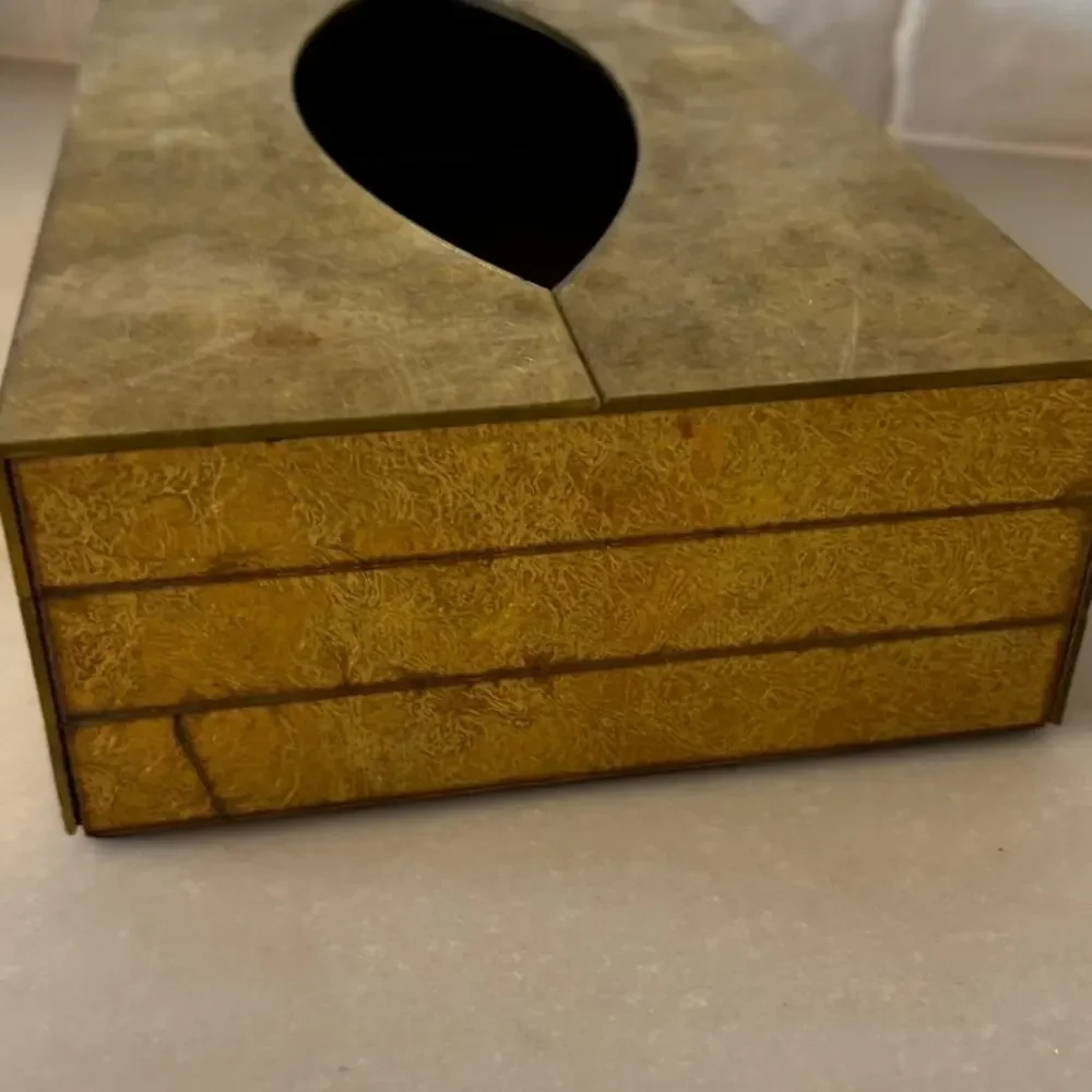 Vintage Hollywood Regency Gold Tissue Box Cover National Products MCM